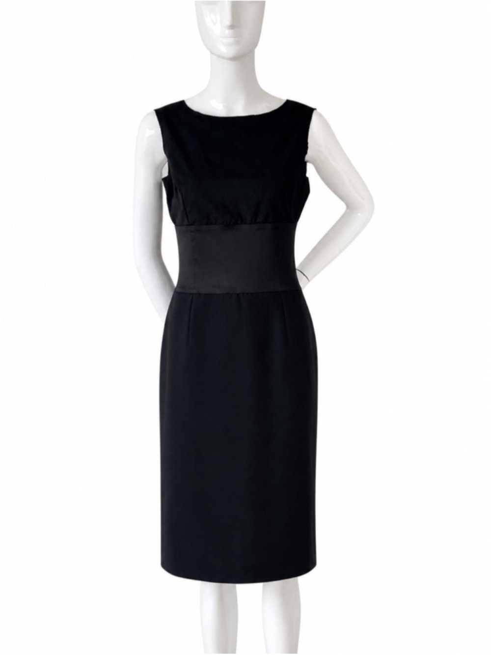 Vintage Dolce & Gabbana Black Wool Satin Dress S/M